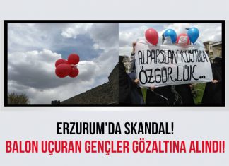 Erzurum'da Skandal! Balon Uçuran Gençler Gözaltına Alındı!