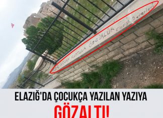 Elazığ'da Çocukça Yazılan Yazı için Gözaltına Alındılar!